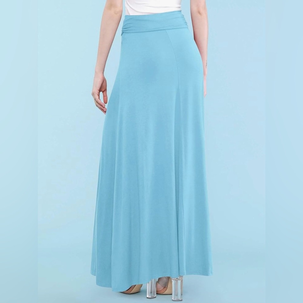 Women's Solid Basic Lightweight Floor Length Flare Long Maxi Lounge Skirt -light - Picture 5 of 6